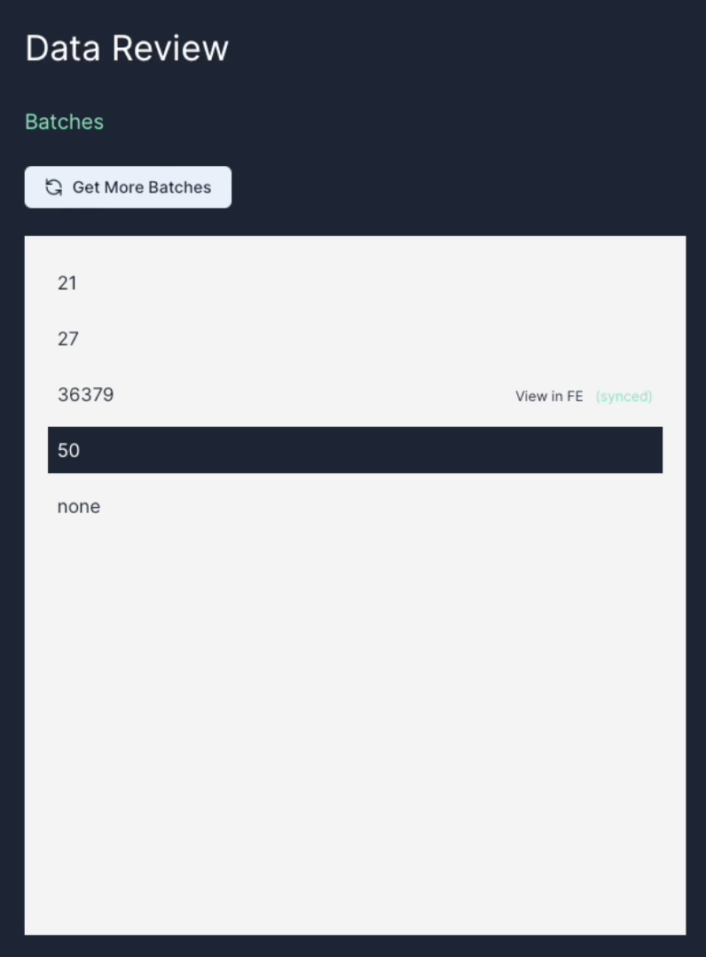 DonorSync batch data review screen